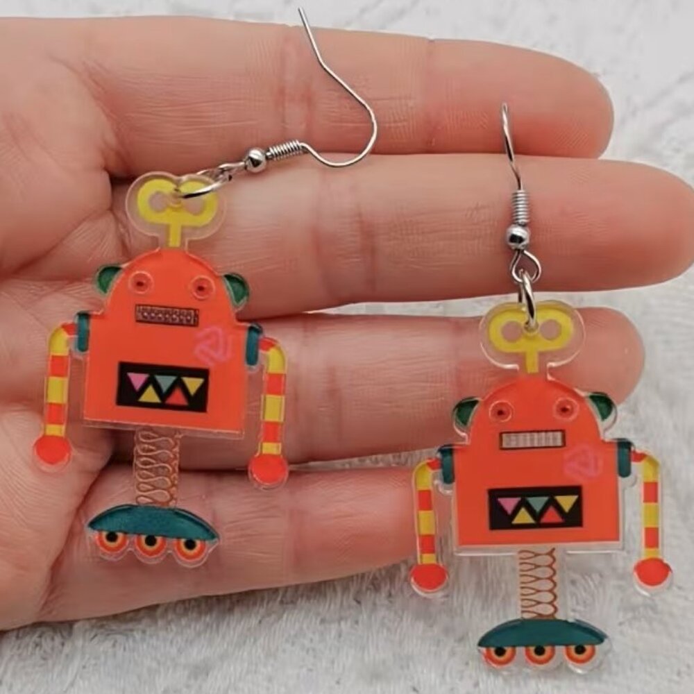 Cartoon Robot Acrylic Earrings Z227